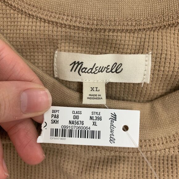 Madewell Crewneck Crop Tank Womens XL Extra Large Seed Khaki Waffle Knit Fitted - Picture 10 of 15